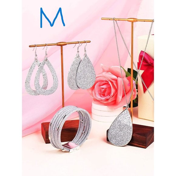 New 4 Pieces Women's Glitter Jewelry Set Multi-Layer Bracelet - Picture 13 of 14